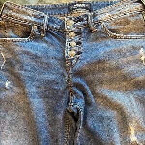 Silver Avery Slim Crop Length 25